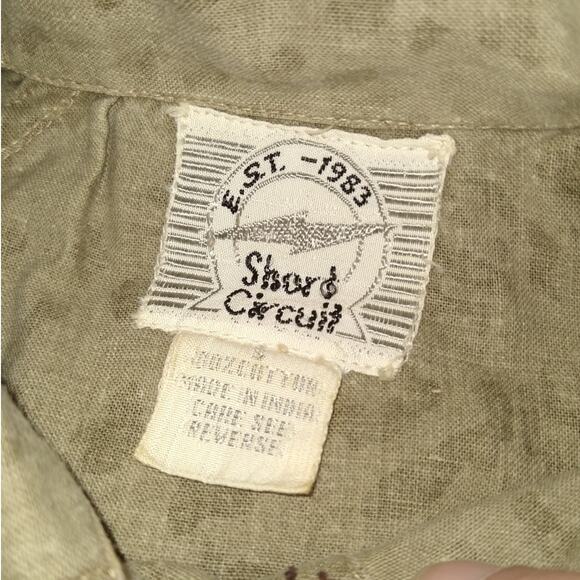 Vintage Baggy Cheetah Print Button Down Shirt size M Green Animal Print Pockets - Picture 4 of 7